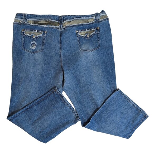 Jamie Nicole Medium Wash Camo Rhinestone Embellished Blue Jeans - Picture 3 of 5